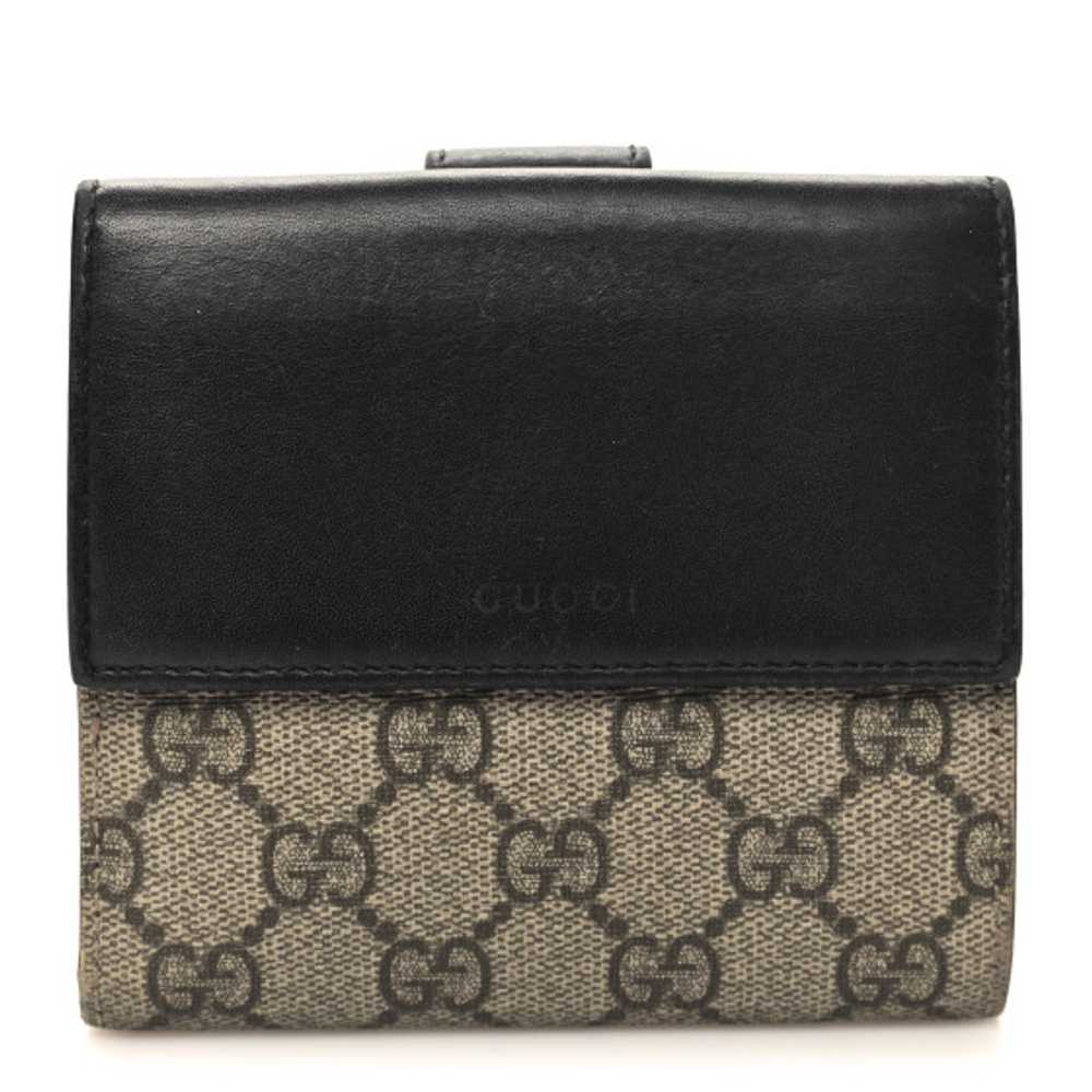 GUCCI GG Supreme Monogram French Flap Wallet Black - image 1