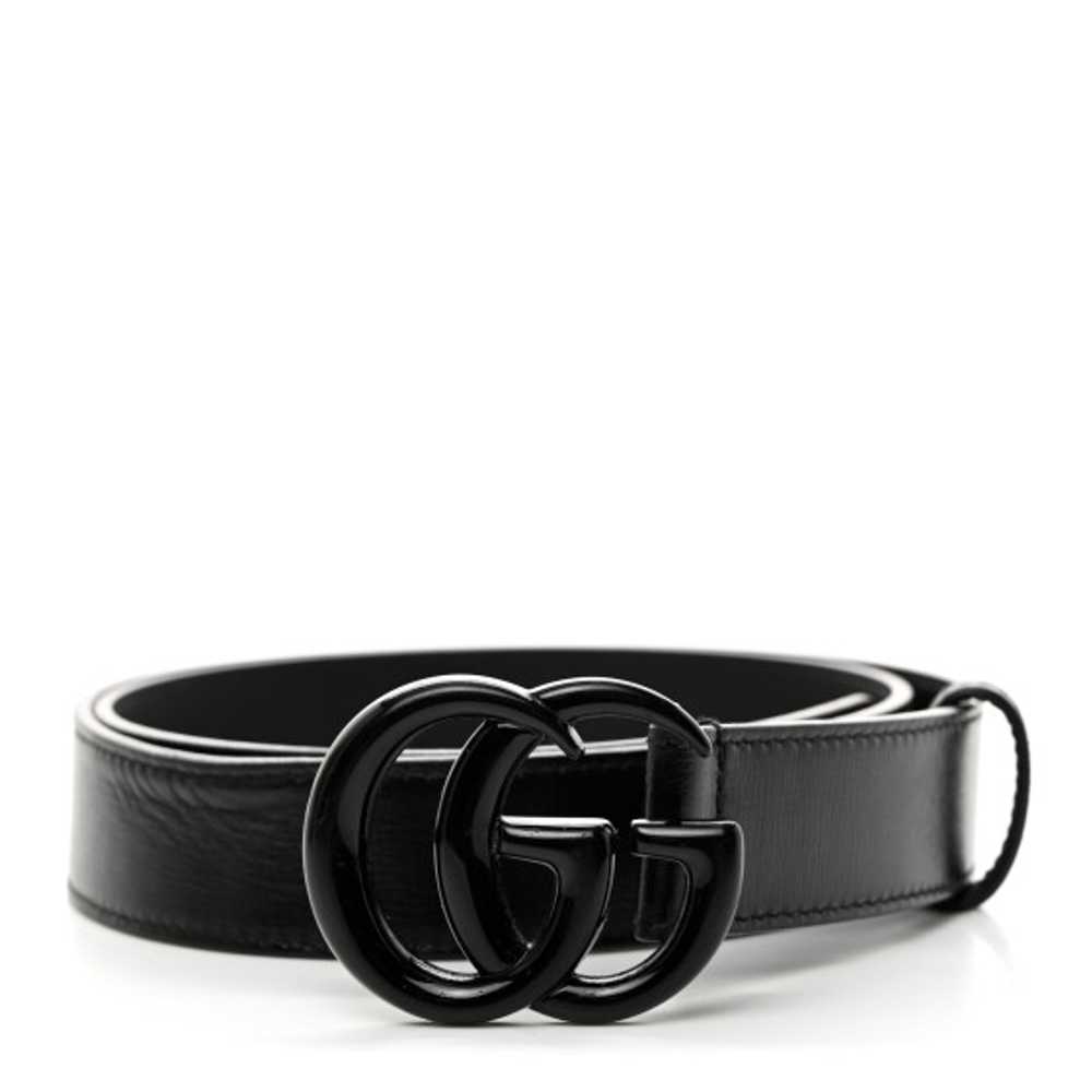 GUCCI Azalea Calfskin Enamel Monochrome Double G … - image 1