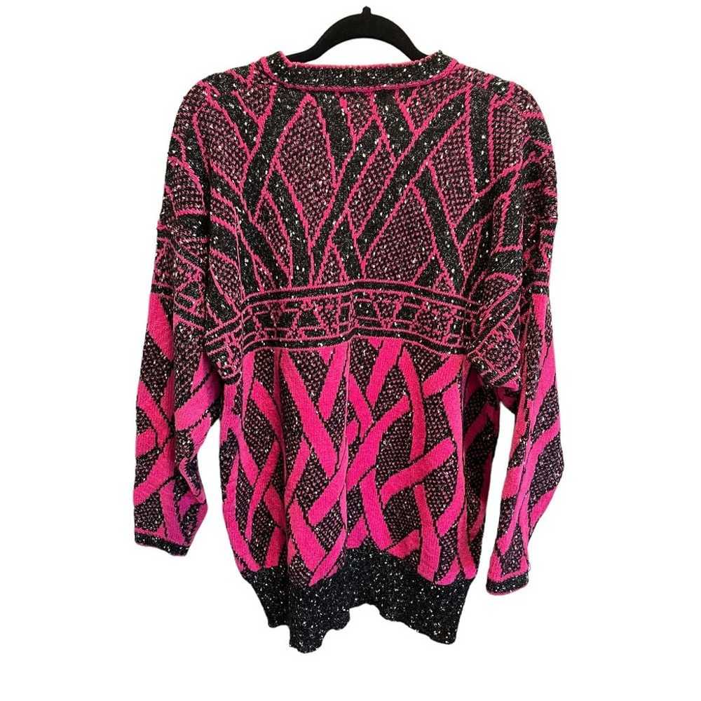 Vintage 90s Gil Aimbez sweater pink and black abs… - image 2