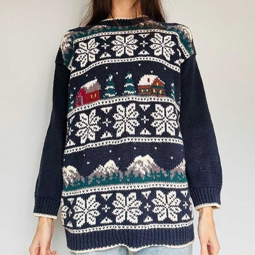 Vintage White Stag Christmas winter holiday knit … - image 3