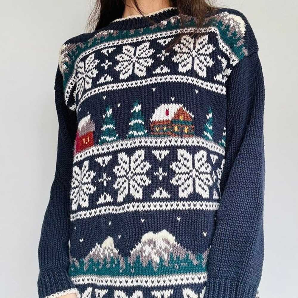 Vintage White Stag Christmas winter holiday knit … - image 4