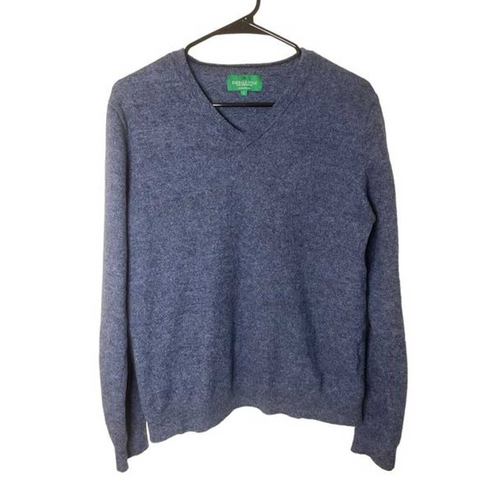 Vintage Emerald Style Blue 100% Wool Pullover Swe… - image 1