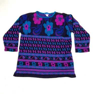 Vintage Paisley Flower Sweater - image 1