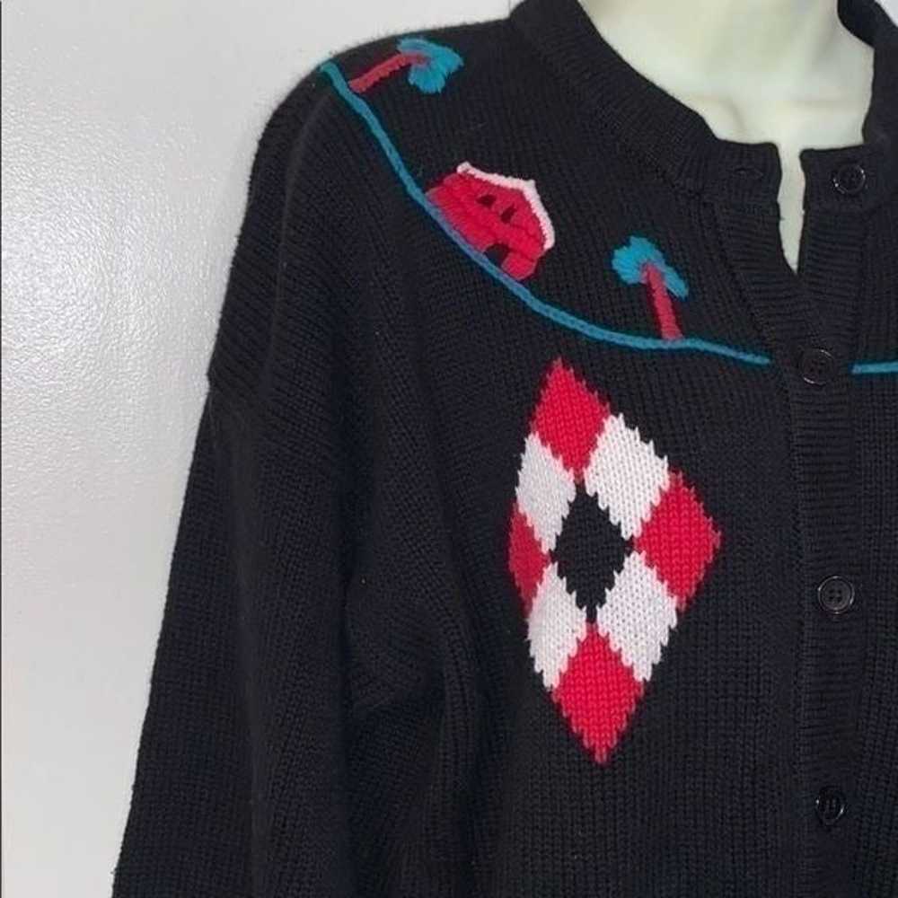 Vtg 90s Koret black thick knit cardigan sweater - image 4