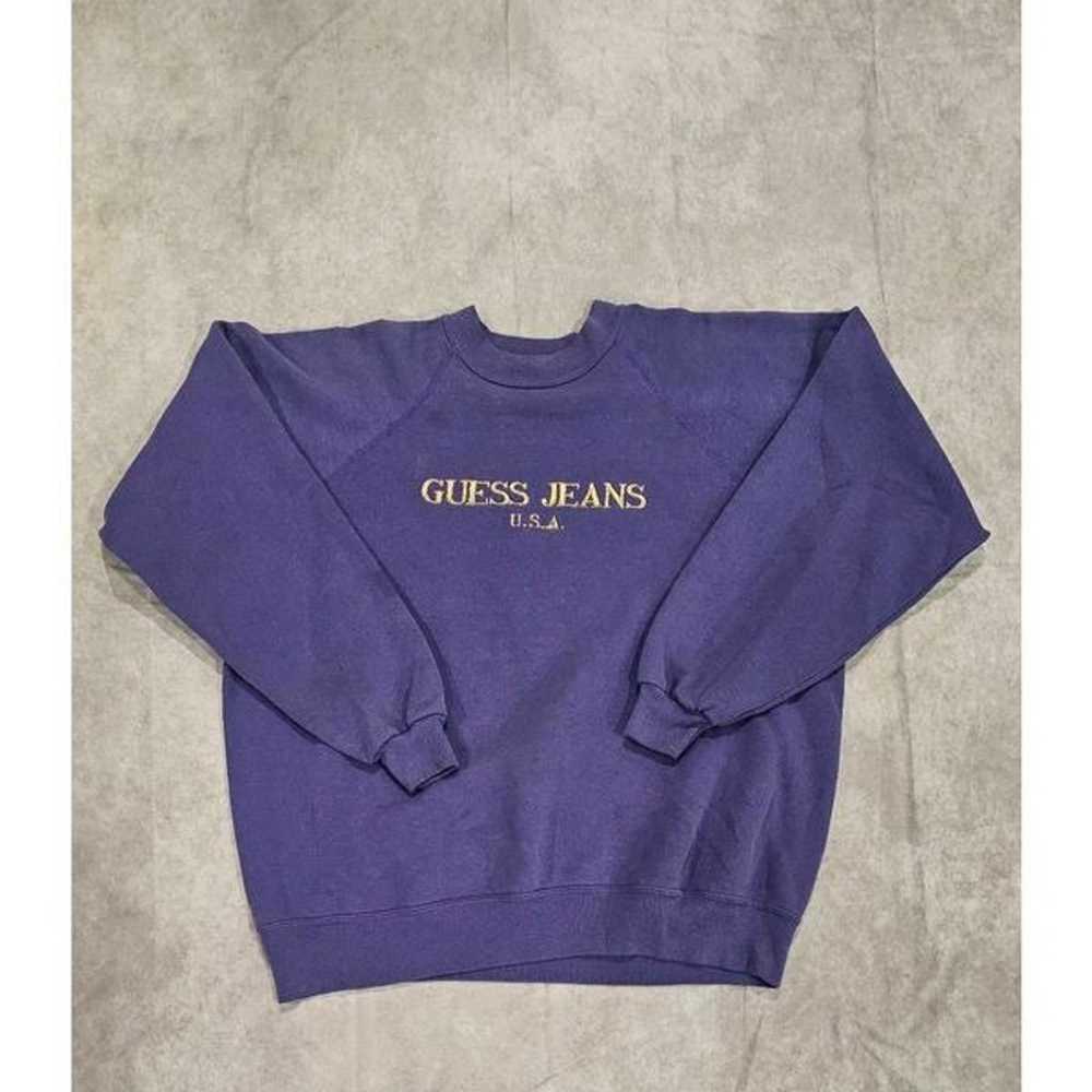 90s Guess Vintage Retro Crew Neck Purple Size Lar… - image 1