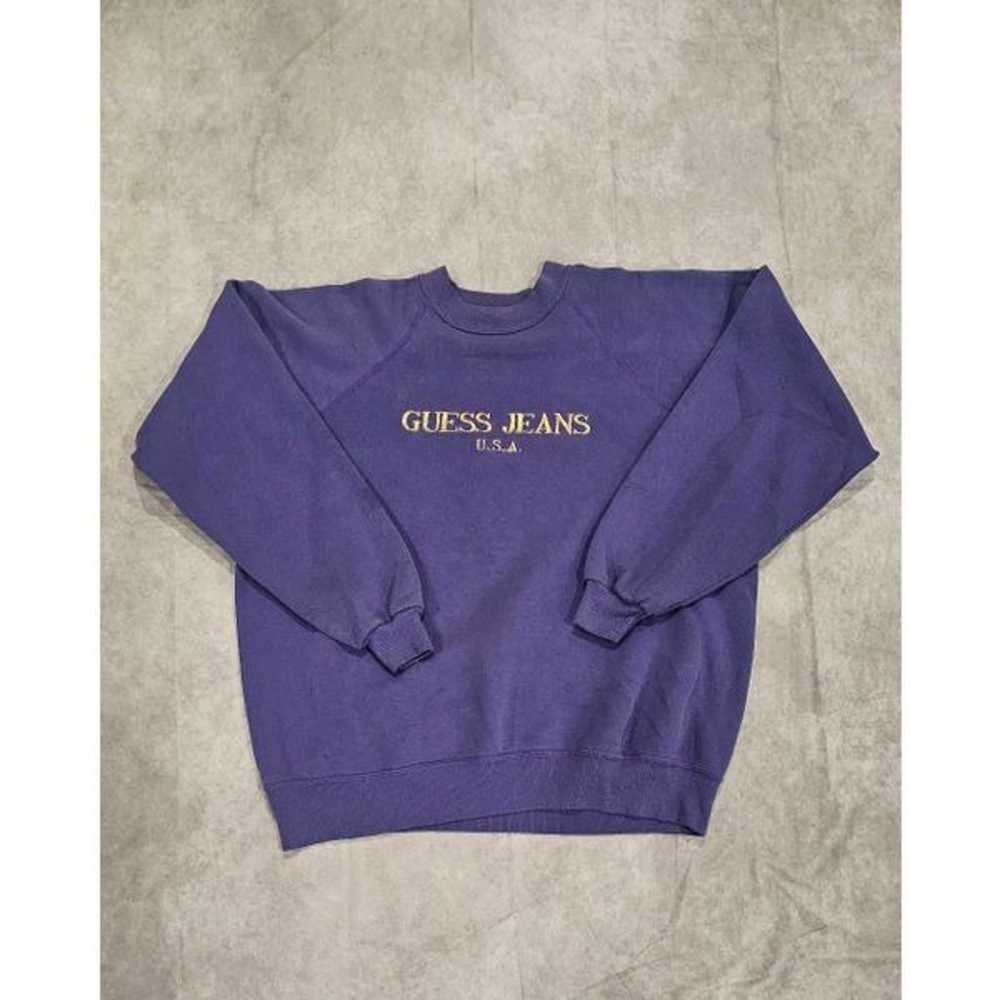 90s Guess Vintage Retro Crew Neck Purple Size Lar… - image 2