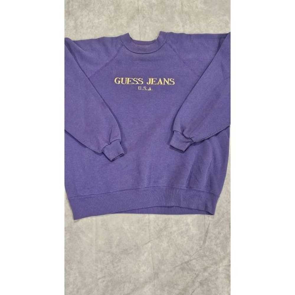 90s Guess Vintage Retro Crew Neck Purple Size Lar… - image 3