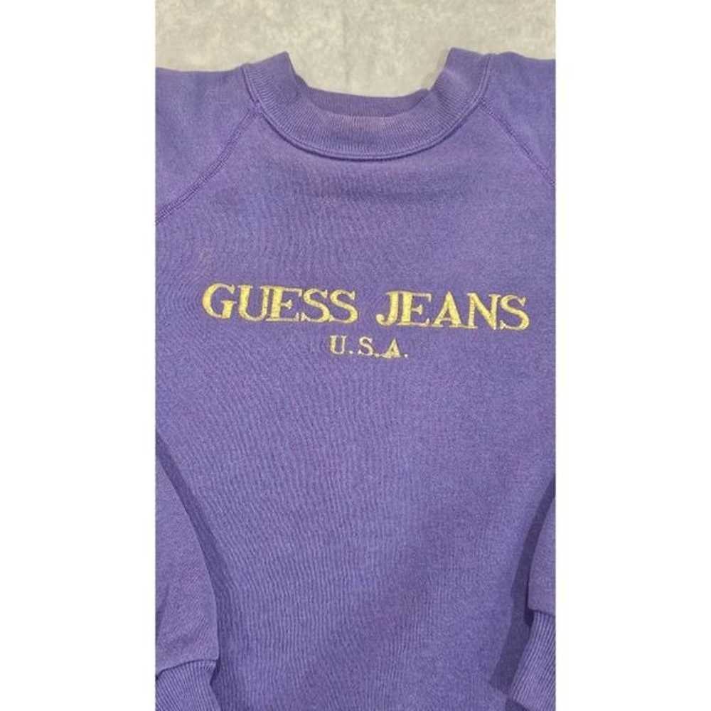 90s Guess Vintage Retro Crew Neck Purple Size Lar… - image 5