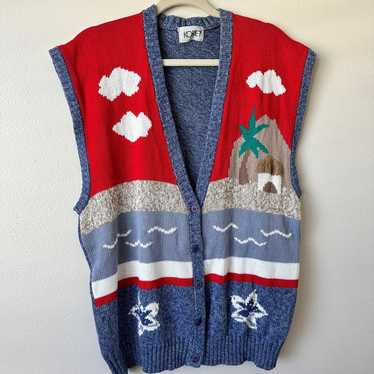 Vintage Oversized Koret Beach Hut Knit Vest - image 1