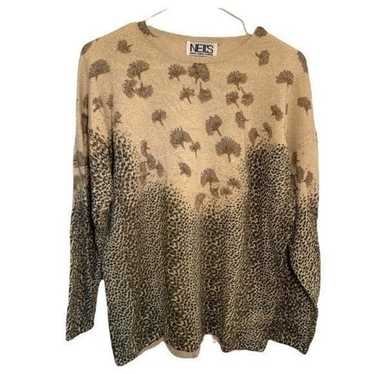 Vintage Neil’s Crewneck Sweater Animal Print Flor… - image 1