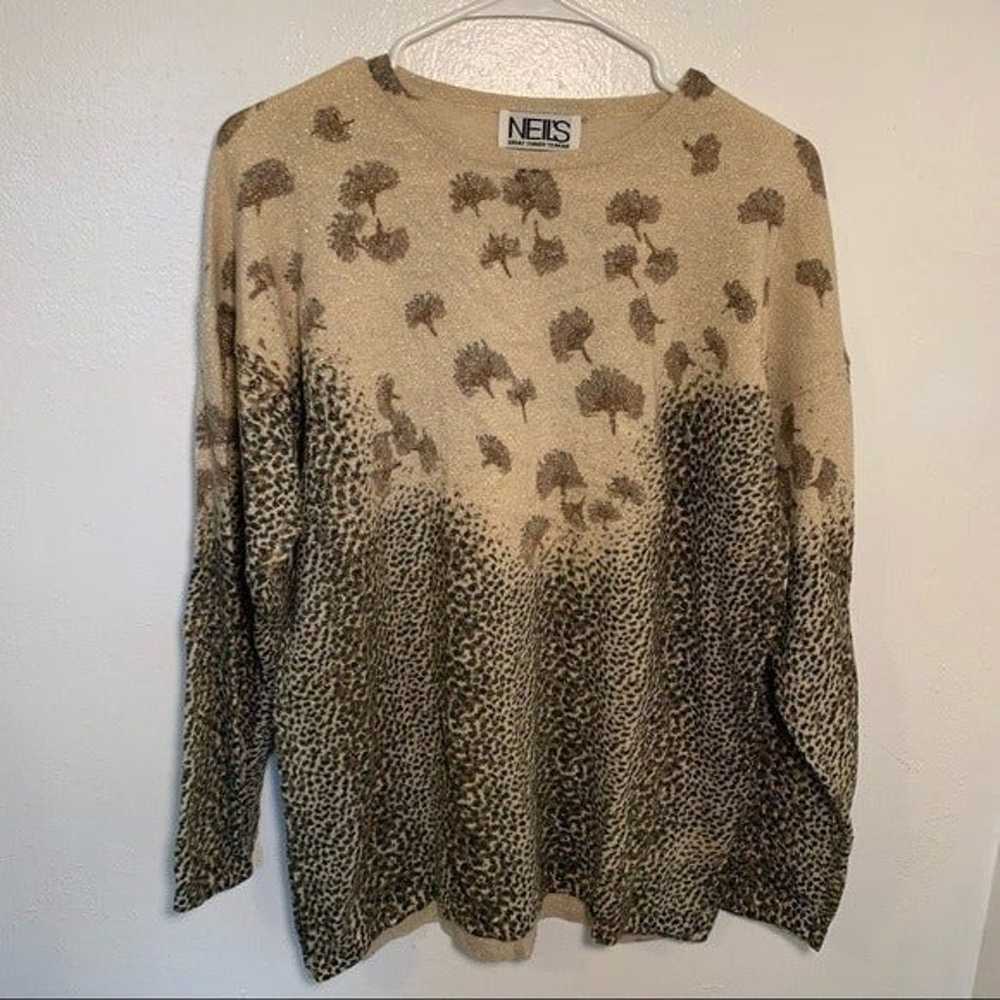 Vintage Neil’s Crewneck Sweater Animal Print Flor… - image 2