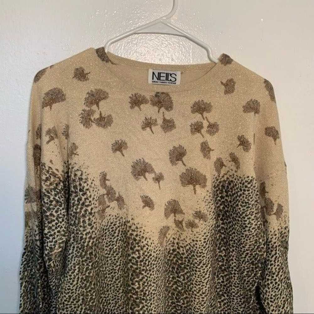 Vintage Neil’s Crewneck Sweater Animal Print Flor… - image 3