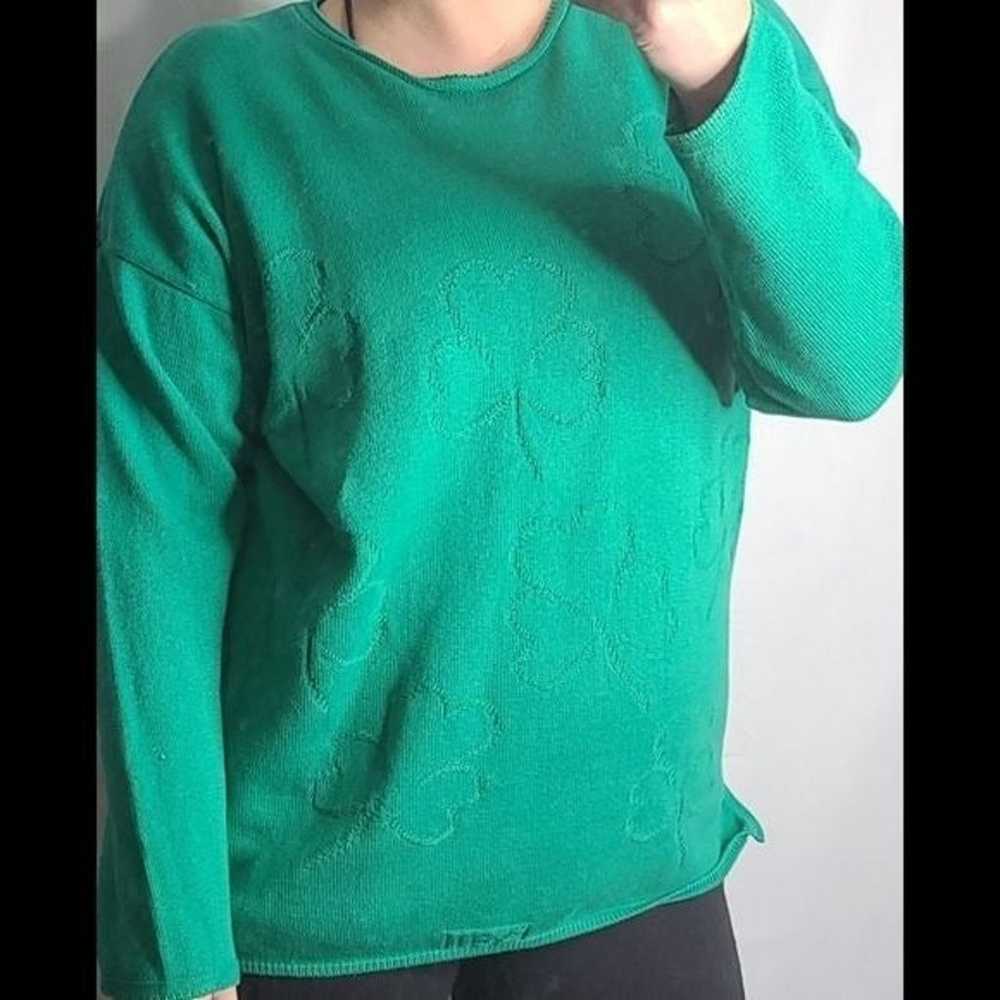 Vintage 80s Green Lucky Clover Irish Oversized Co… - image 2