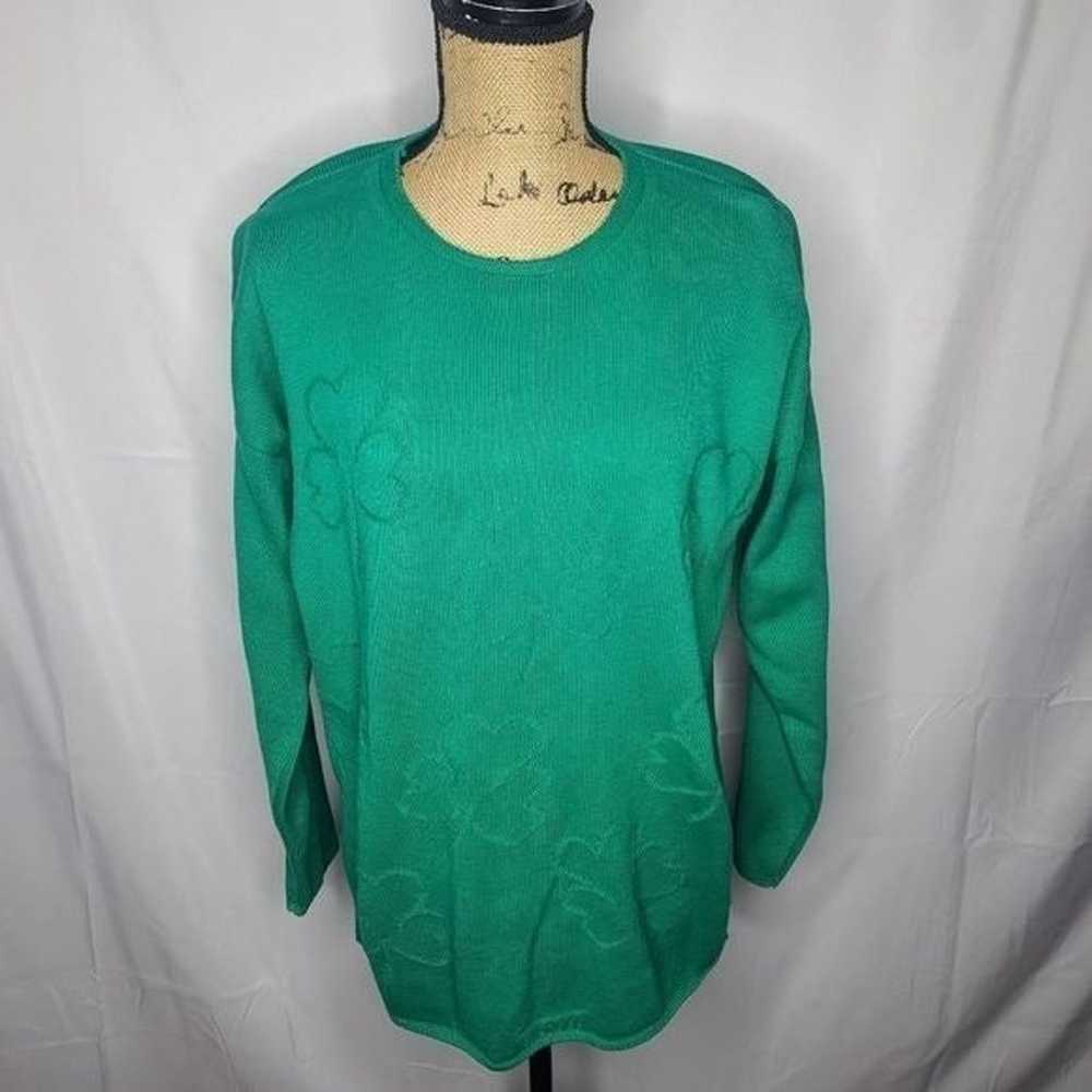 Vintage 80s Green Lucky Clover Irish Oversized Co… - image 3