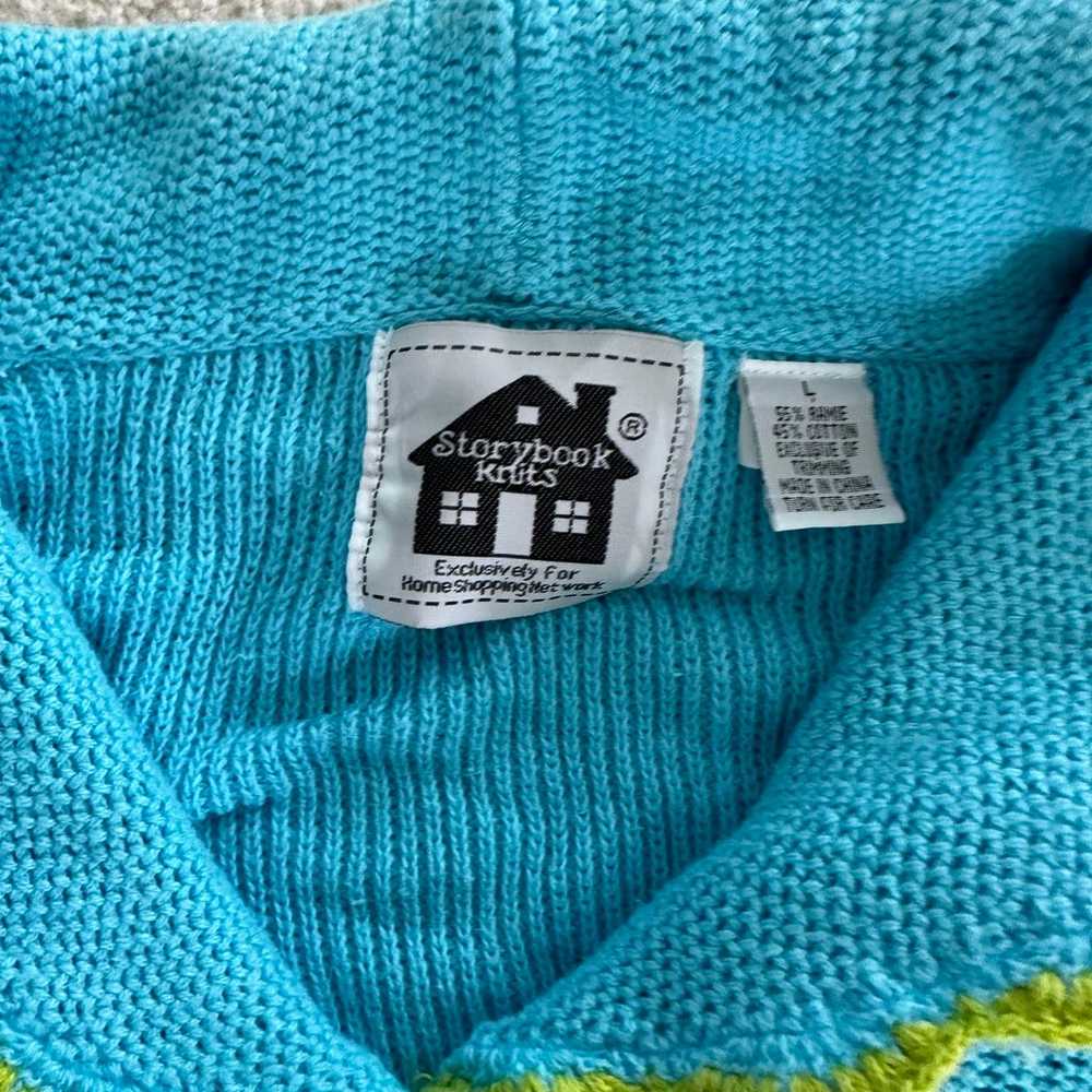 Rare vintage Storybook Knits aqua cardigan sweate… - image 2