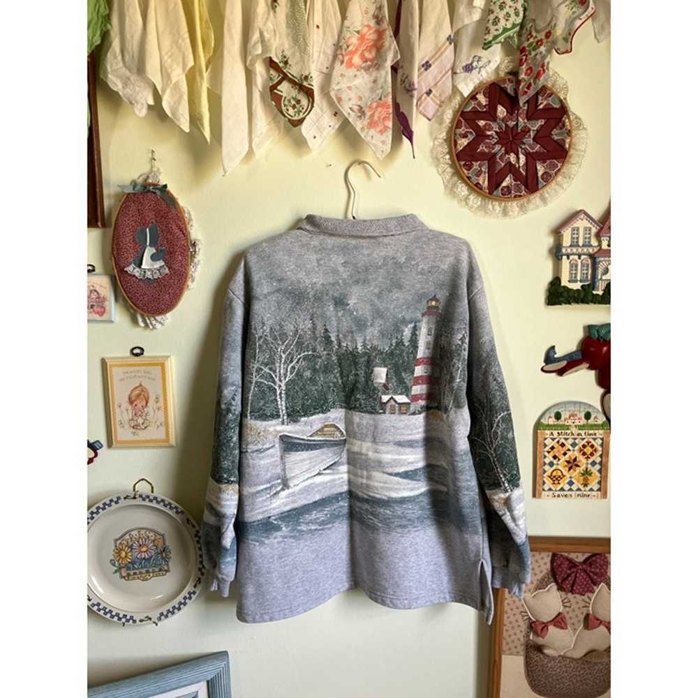 90's VTG winter wonderland hand painted holiday s… - image 2