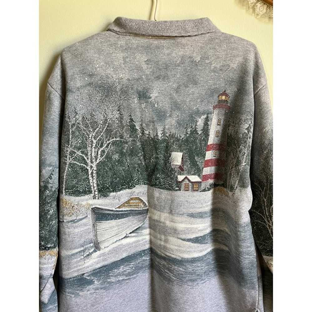 90's VTG winter wonderland hand painted holiday s… - image 4