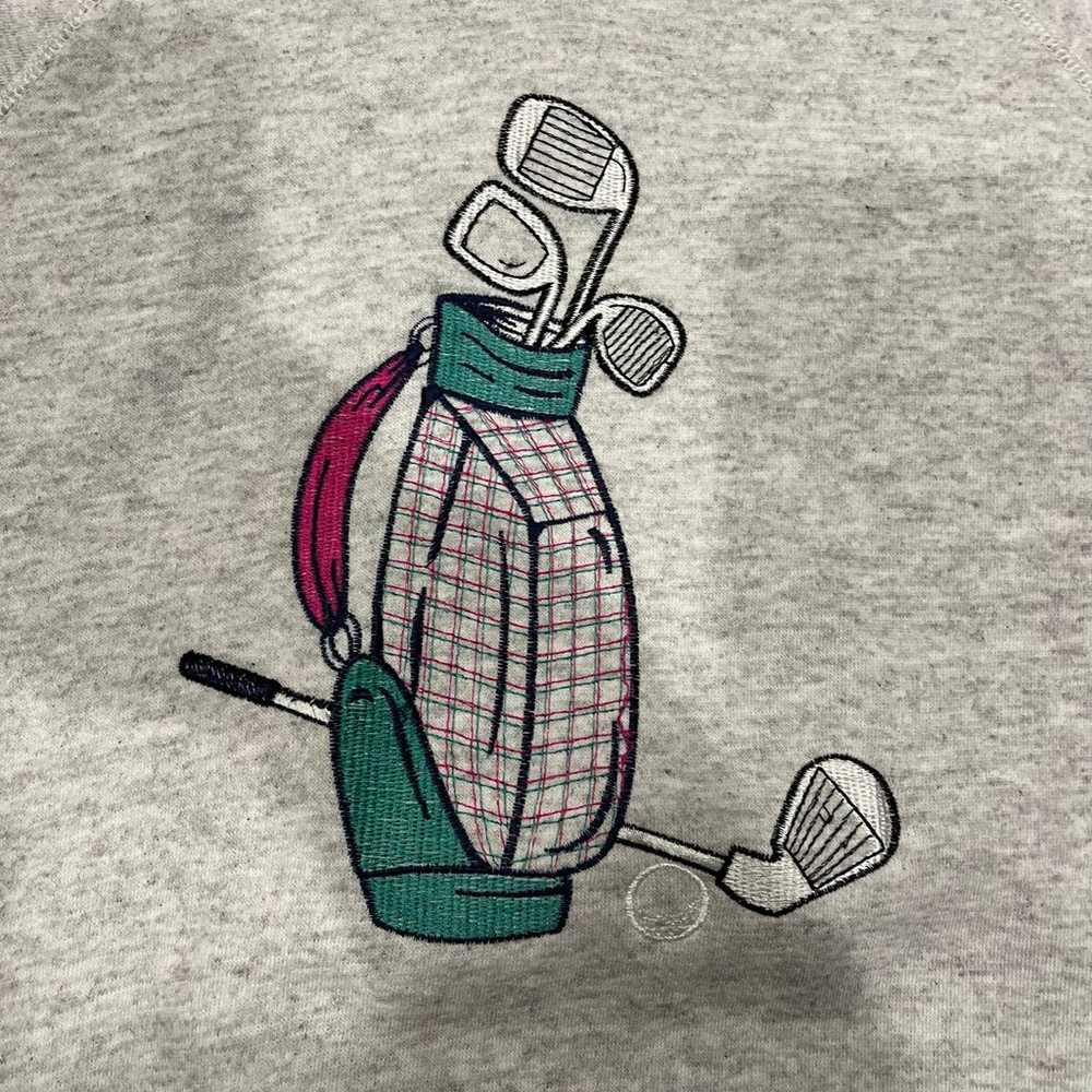 Vintage Embroidered Golf Crewneck Sweater Grey - image 2