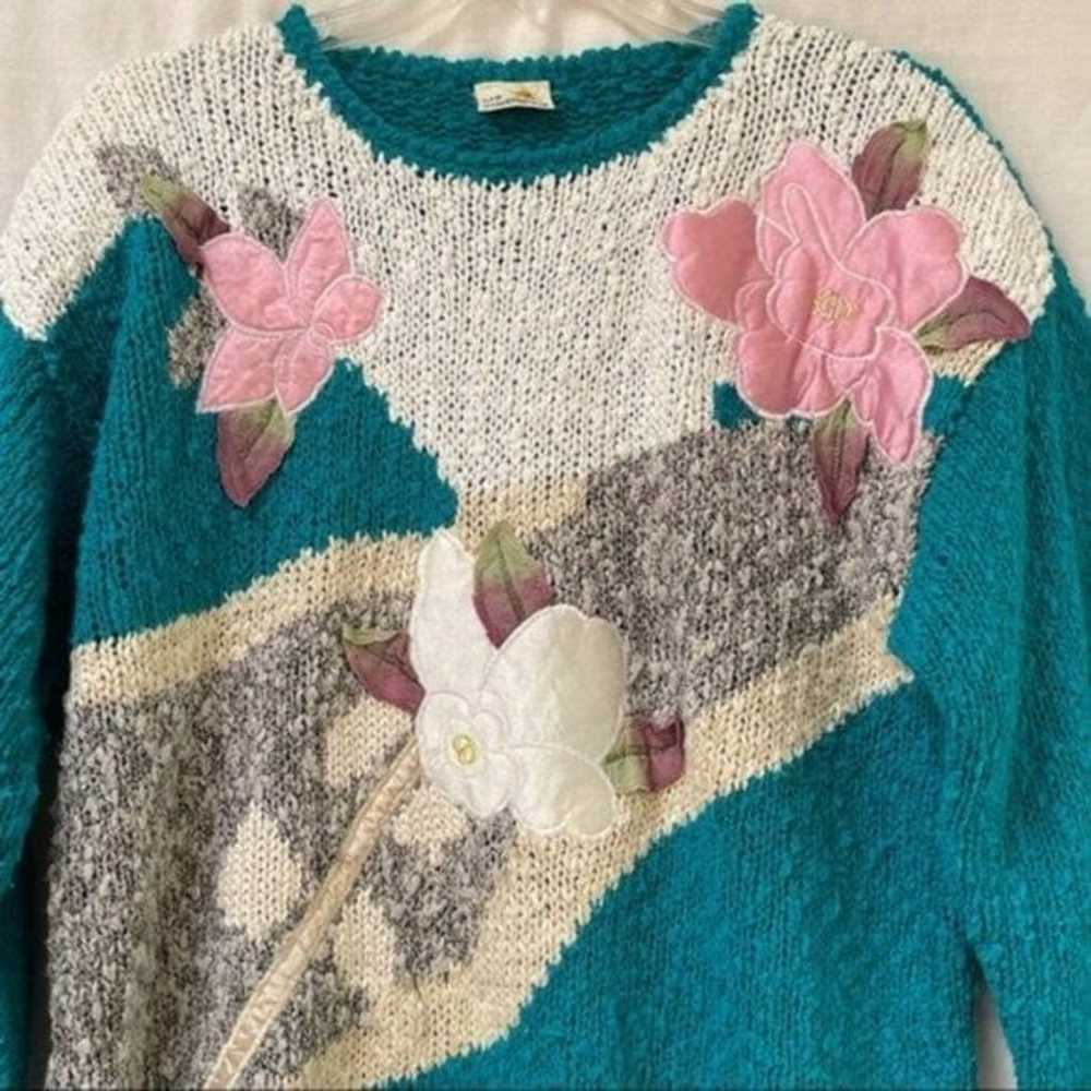 Vintage Liz Claiborne Sweater Womens Large Floral… - image 2