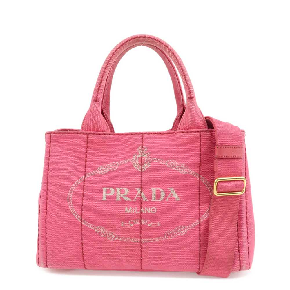 PRADA Logo Canapa Mini Canvas 2Way Bag Pink 1BG439 - image 1