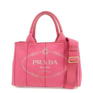 PRADA Logo Canapa Mini Canvas 2Way Bag Pink 1BG439 - image 1