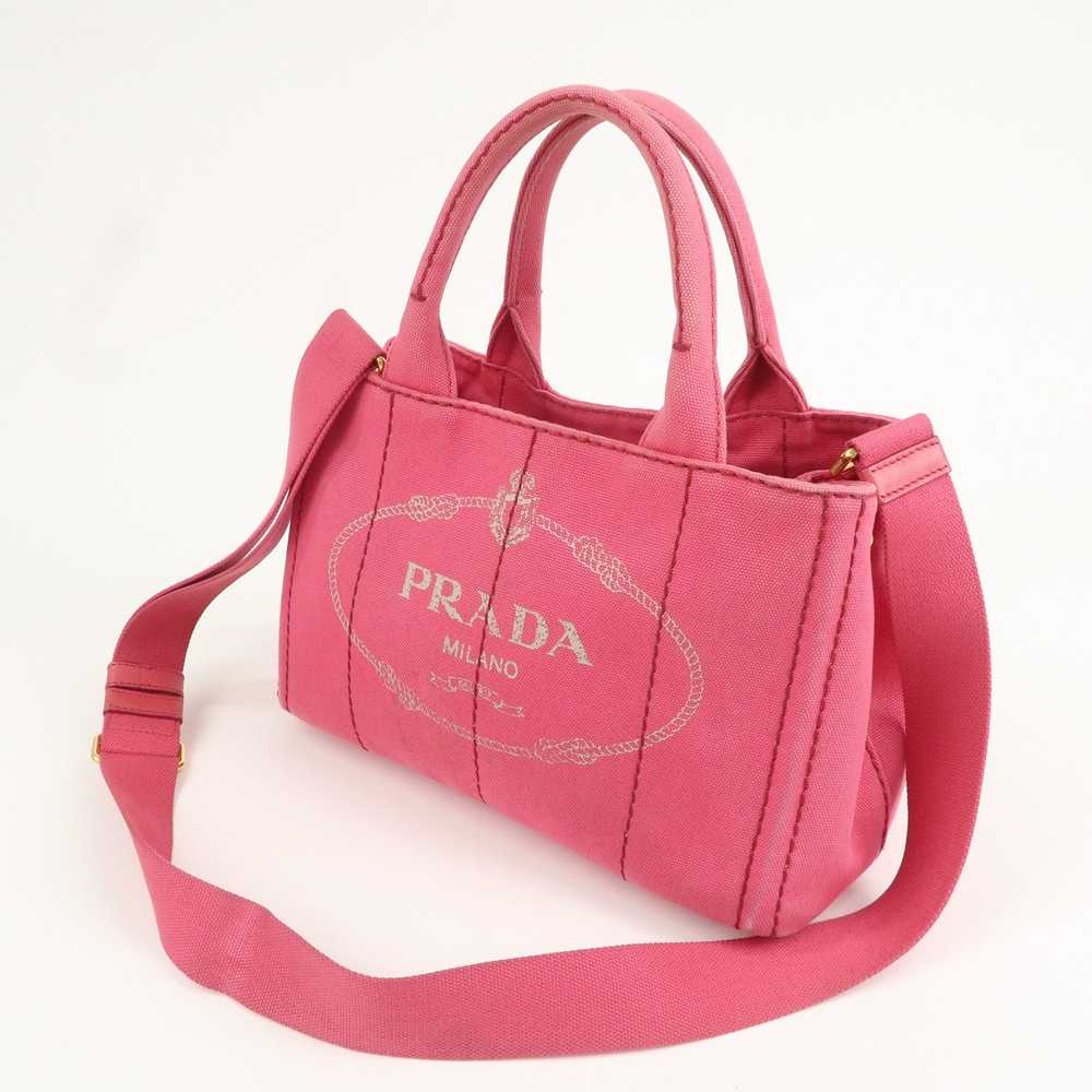 PRADA Logo Canapa Mini Canvas 2Way Bag Pink 1BG439 - image 3