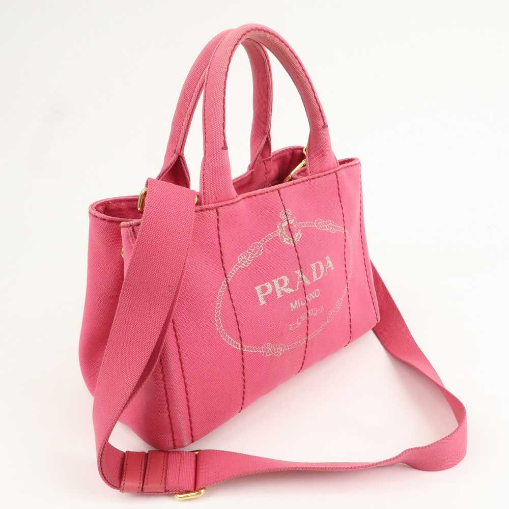 PRADA Logo Canapa Mini Canvas 2Way Bag Pink 1BG439 - image 4