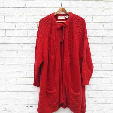 Vintage Wool Blend Cardigan Sweater Red - image 1