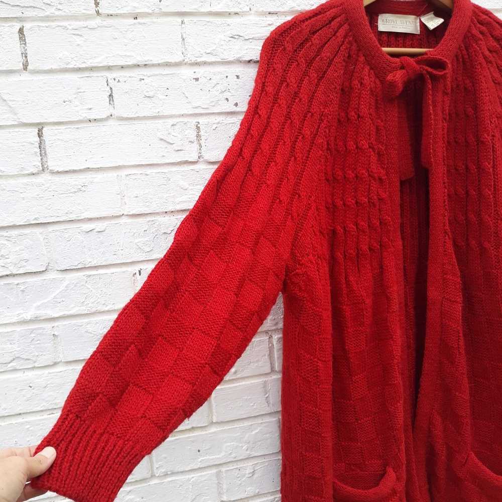 Vintage Wool Blend Cardigan Sweater Red - image 3