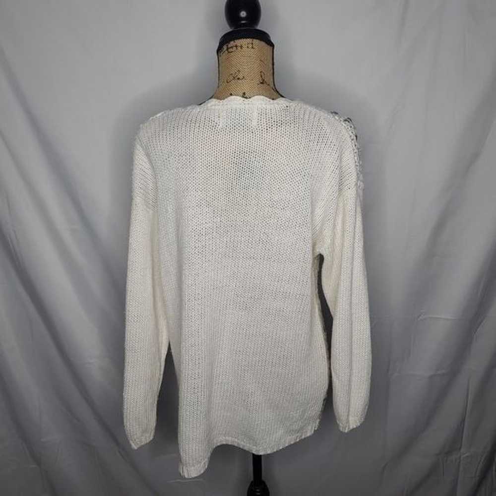 Vintage 90's white Knitted by Hand Cottagecore Ov… - image 3