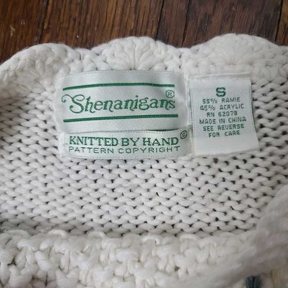 Vintage 90's white Knitted by Hand Cottagecore Ov… - image 4