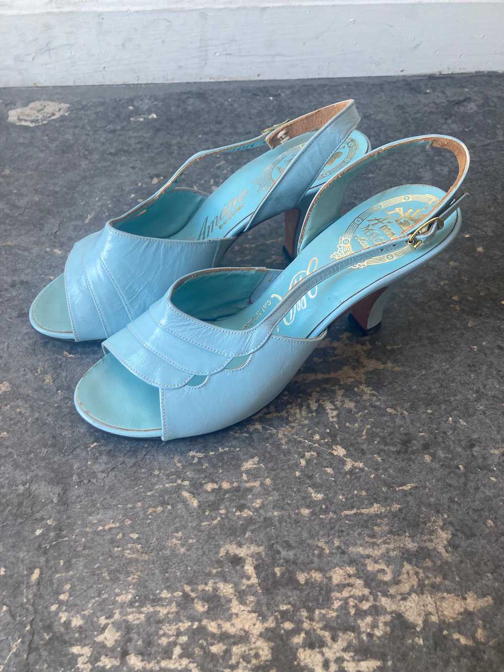 Vintage Amano Light Blue Sandal Heels Sz 7 - image 2