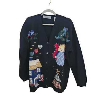 Vintage Karen Scott Holiday VNeck Cardigan Grandm… - image 1