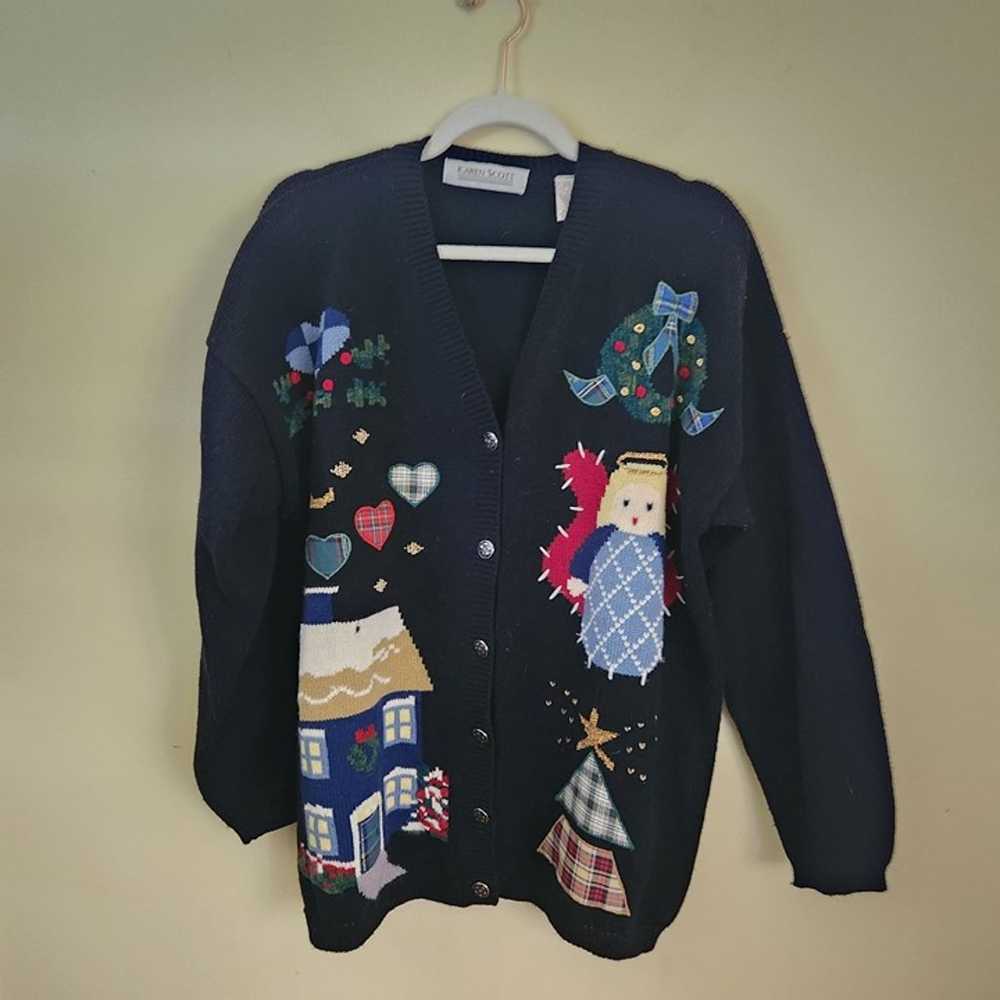 Vintage Karen Scott Holiday VNeck Cardigan Grandm… - image 2