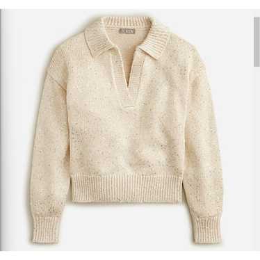 J Crew Sweater Women's L Cream Sequin Sweater-Pol… - image 1