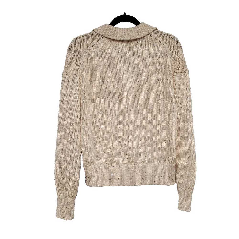 J Crew Sweater Women's L Cream Sequin Sweater-Pol… - image 3