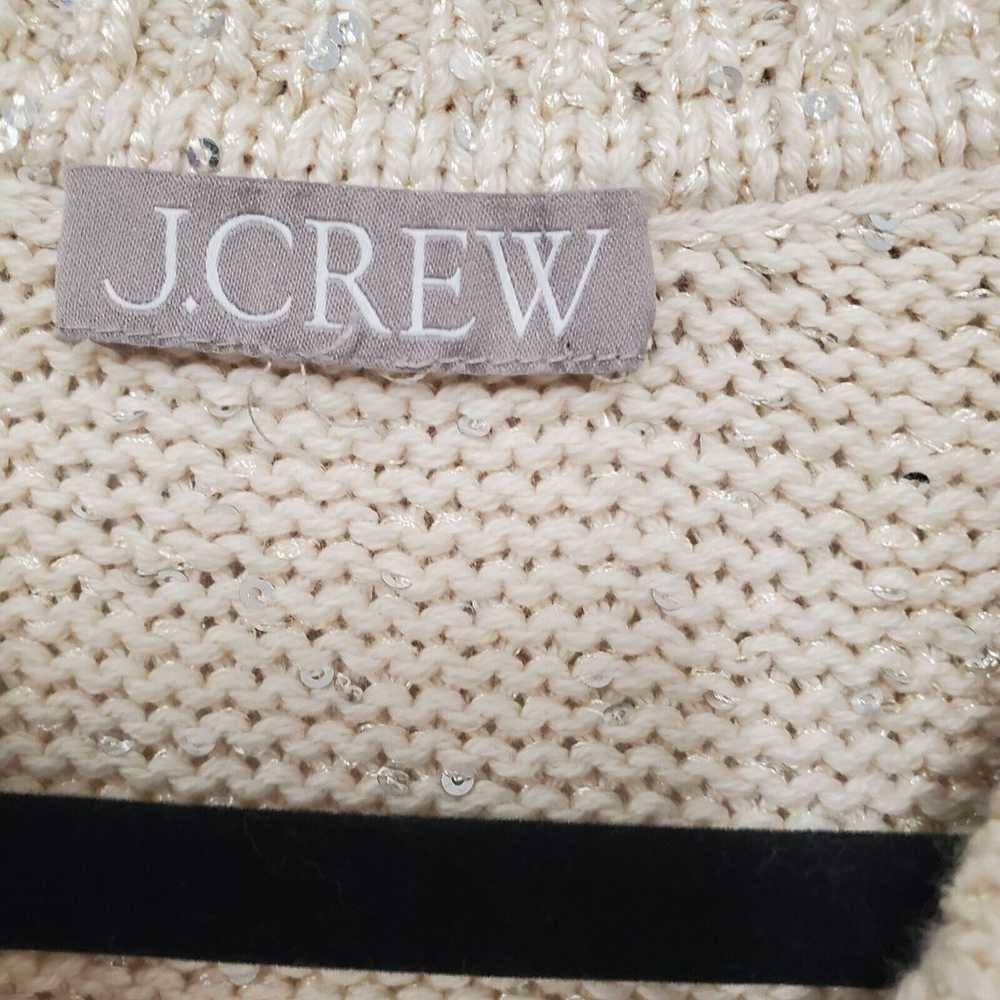 J Crew Sweater Women's L Cream Sequin Sweater-Pol… - image 5