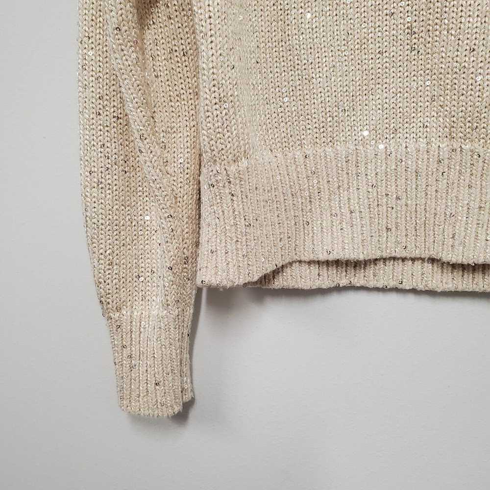 J Crew Sweater Women's L Cream Sequin Sweater-Pol… - image 6