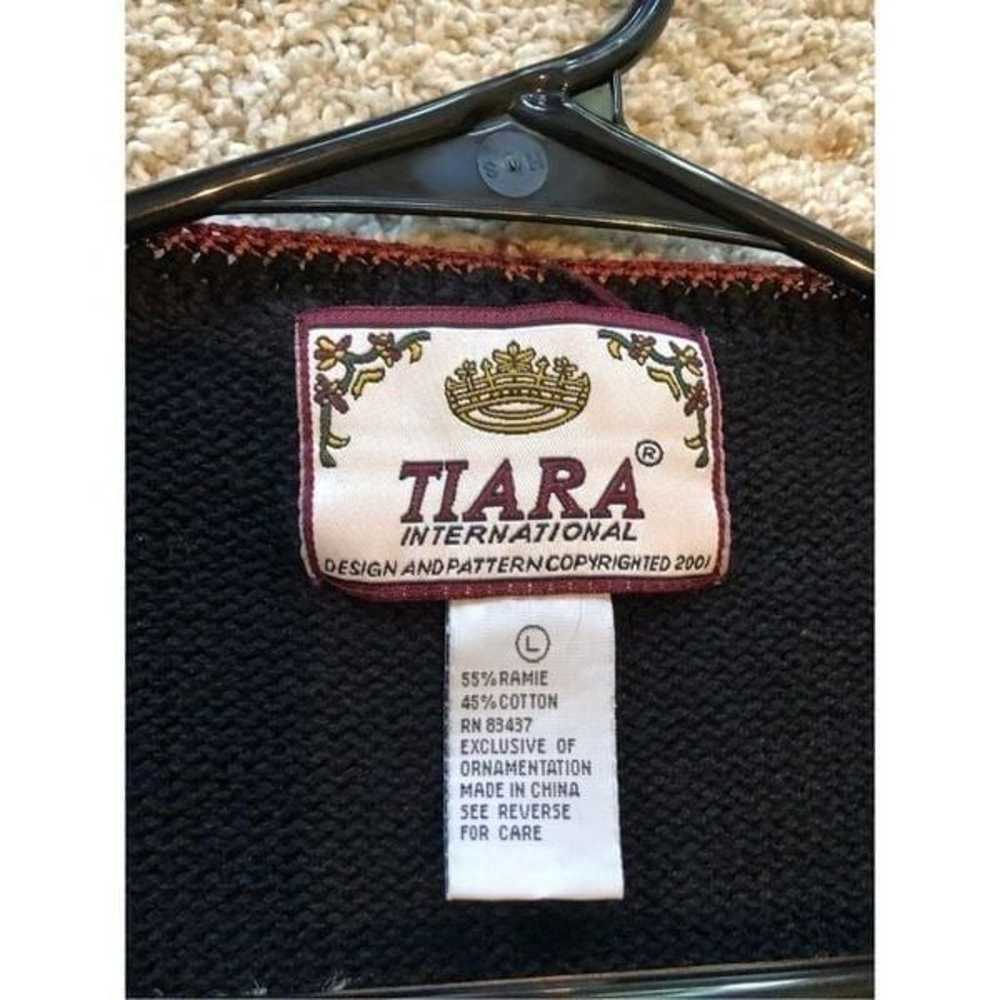 Tiara International Women’s Black Knitted Floral … - image 6