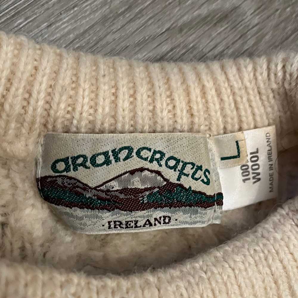 Aran Craft IRISH Wool Sweater Pull Over  Large Iv… - image 7