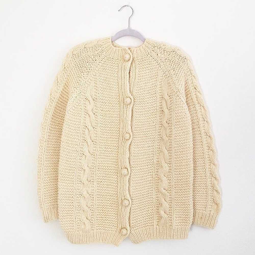 Vintage Beige Wool Cardigan Sweater - image 1