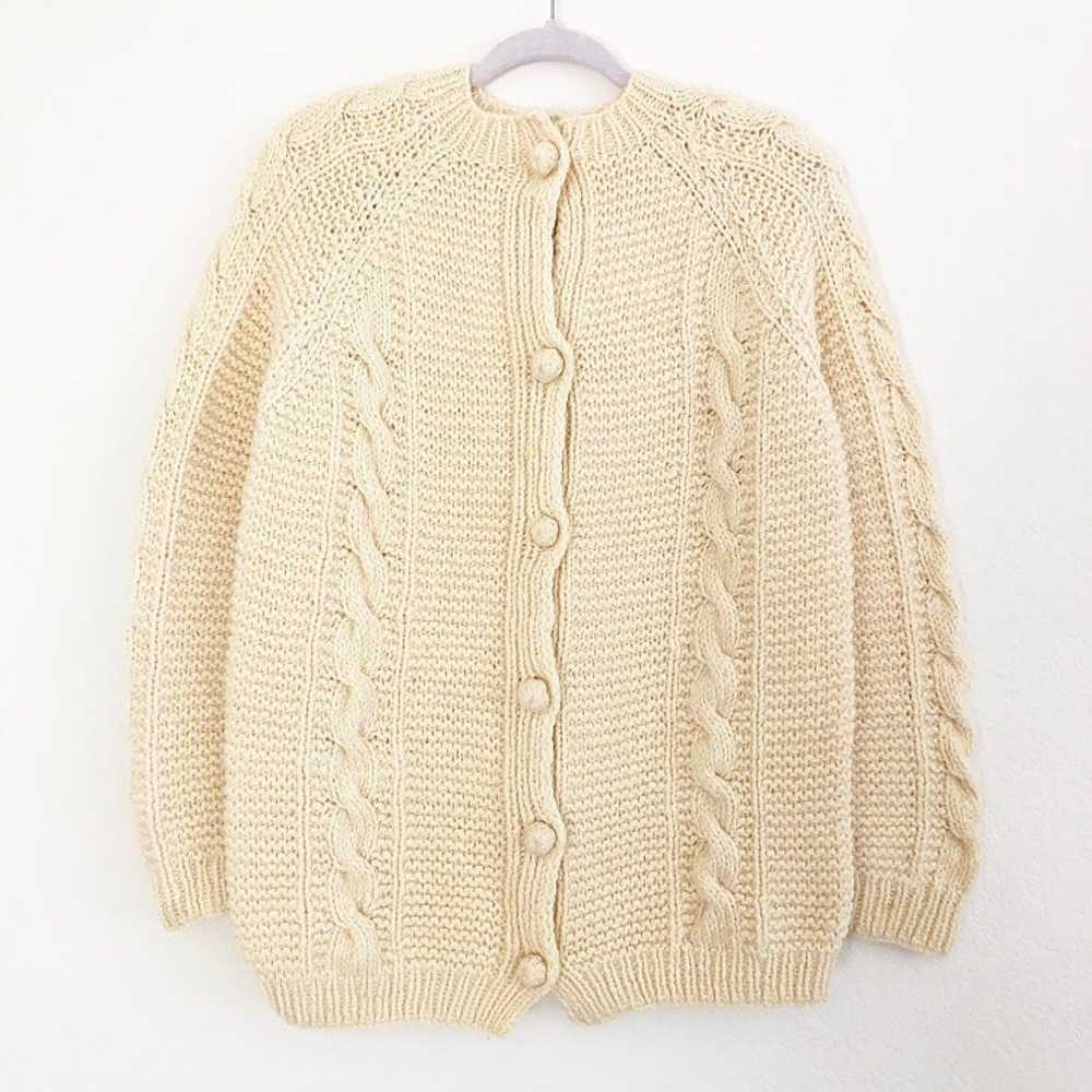 Vintage Beige Wool Cardigan Sweater - image 4