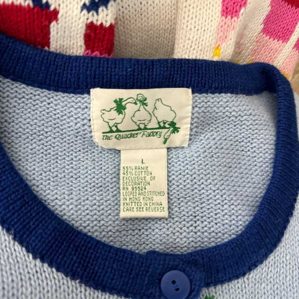 Quacker Factory Sweater Women Large Blue Palm Tre… - image 6