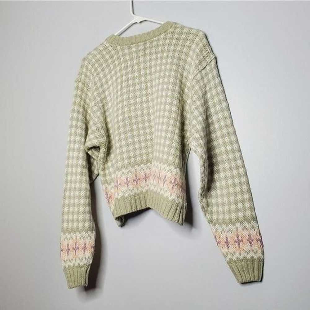 Liz Claiborne L Green White Checkered Knit Sweate… - image 2