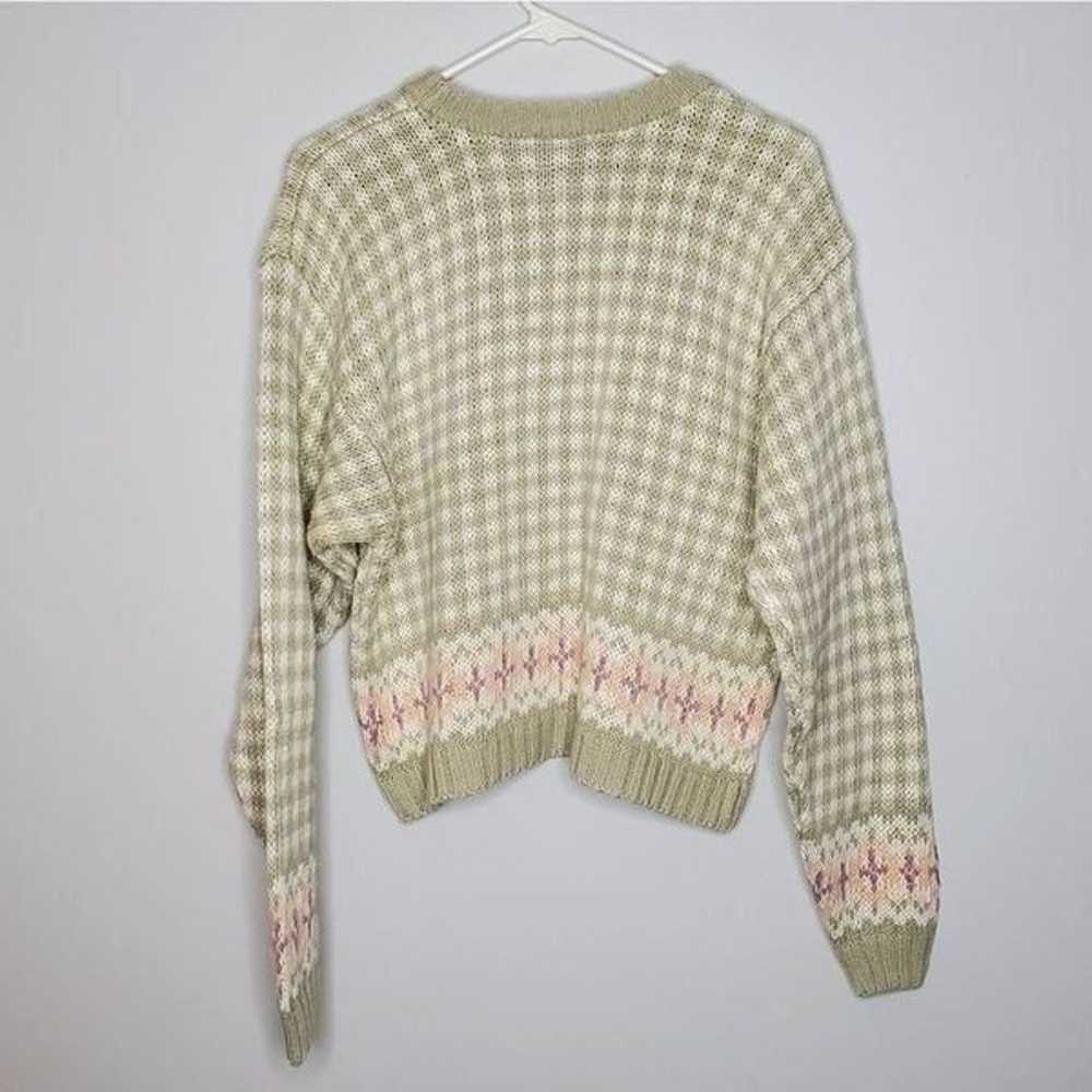 Liz Claiborne L Green White Checkered Knit Sweate… - image 4