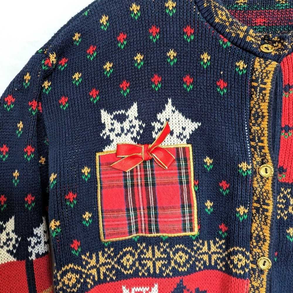 Vintage Cat Christmas Button Down Cardigan Sweate… - image 3