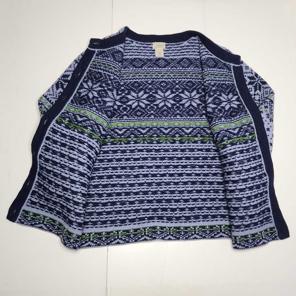 LL Bean Nordic Fair Isle Lambs Wool Cardigan Swea… - image 5