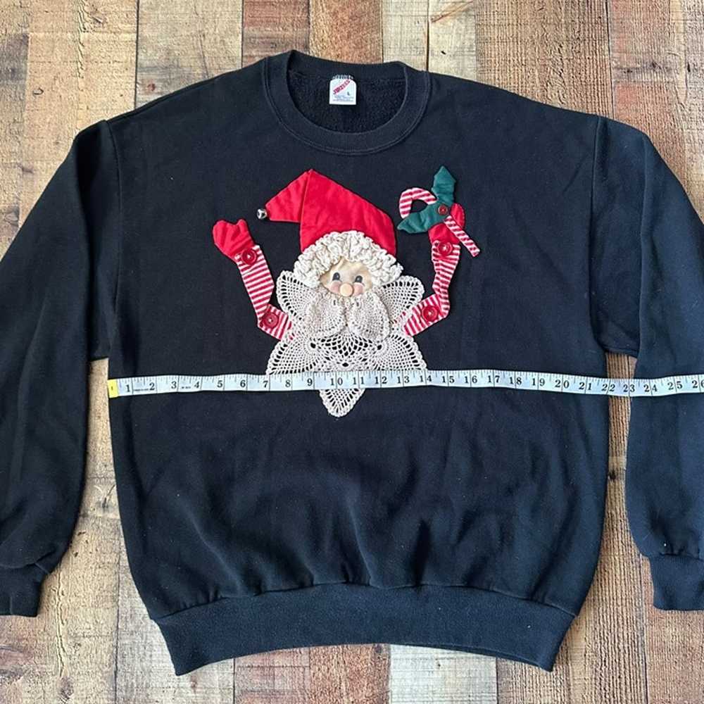 Vintage 3d Applique Santa Claus Crewneck Pullover… - image 5