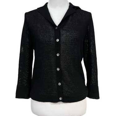 J.Crew Vintage Black Cardigan Knit Top Semi Sheer… - image 1