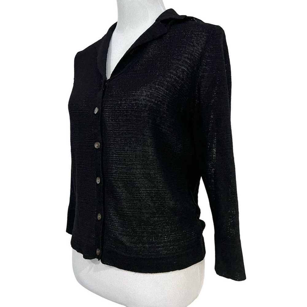 J.Crew Vintage Black Cardigan Knit Top Semi Sheer… - image 2